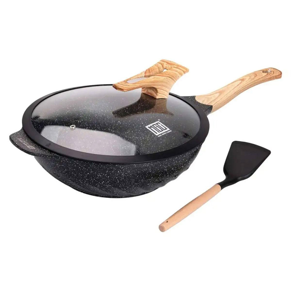 Алюминиевая сковорода 5,8 л, мраморное антипригарное покрытие, Ø 32 см, с лопаткой для приготовления MGC HP-4-449 Киев - изображение 1