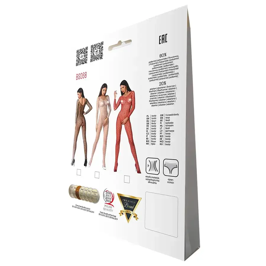 Бодістокінг Passion BS068 black, комбінезон, велика сітка, довгий рукав Львов - изображение 8