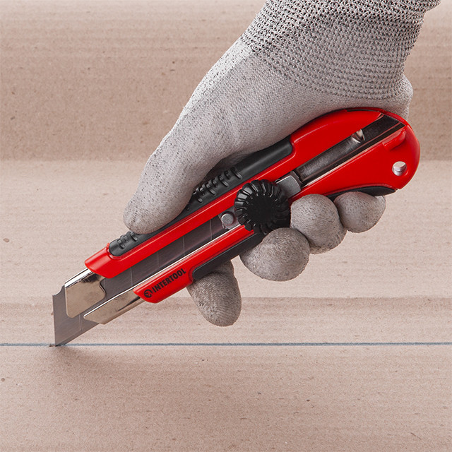 Ніж сегментний, 25 мм, металева напрямна, прогумована ручка INTERTOOL HT-0526 Киев - изображение 16