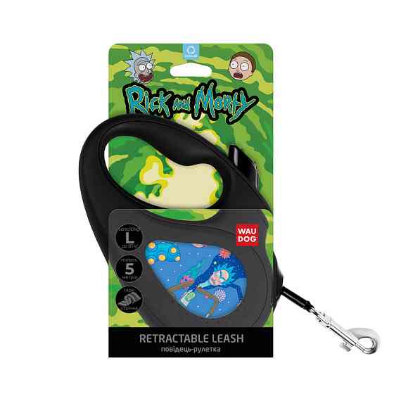 Повідець-рулетка для собак WAUDOG R-leash, малюнок "Рік і Морті 3", світловідбивна стрічка, L, до 50 кг, 5 м Вінниця