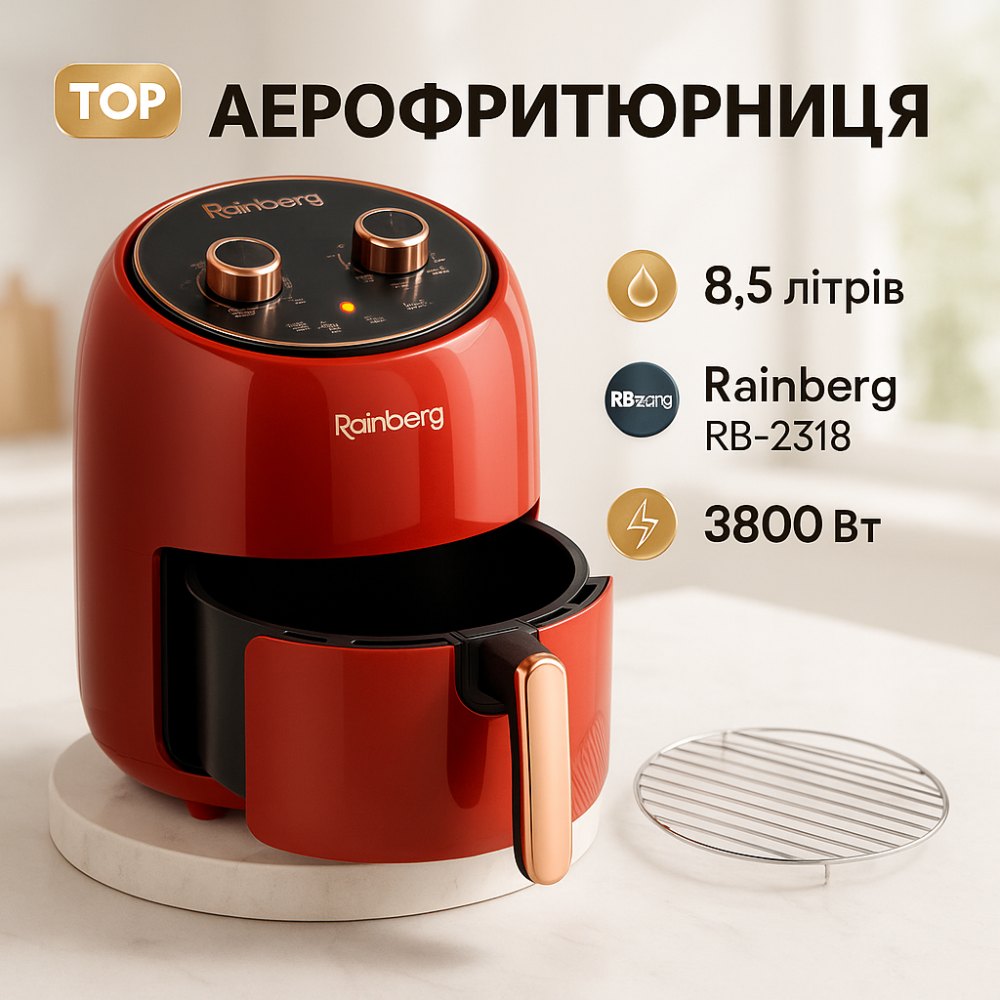 Аерогриль повітряний Rainberg, Аерогриль-фритюрниця з сенсорним дисплеєм, Безмасляний фритюр LJ-57 Львів - фото 11