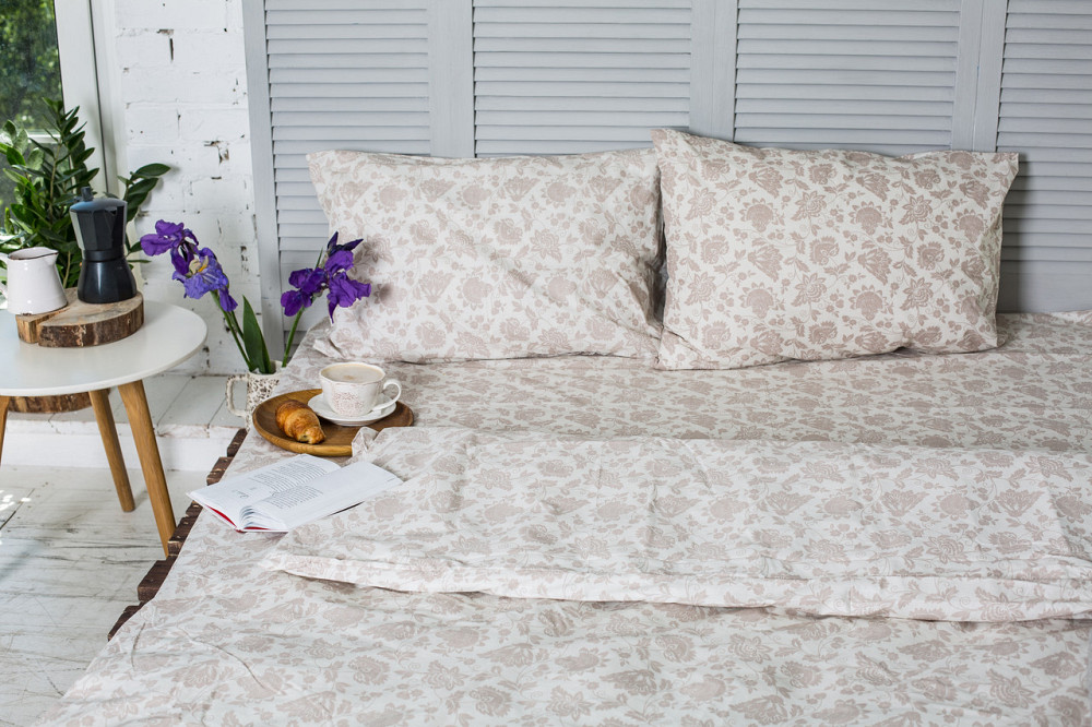 Підковдра на блискавці Ecotton двоспальна 175х210 см бавовняна бежевого кольору Коломыя - изображение 6