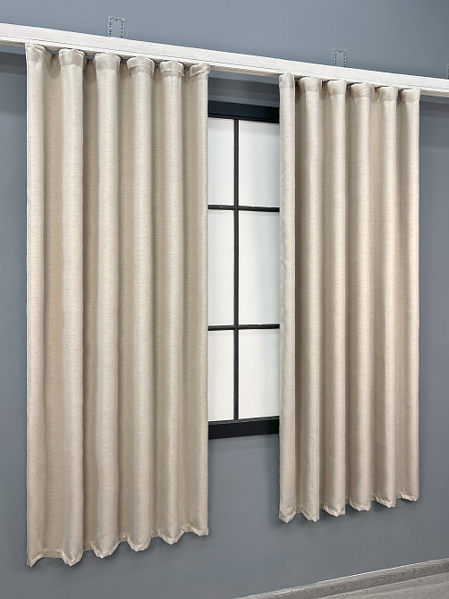 Комплект коротких штор VR-Textil Блекаут двухсторонний Scandi № 1904ш Бежевый 130х170 см 2 шт (35-0440) Киев - изображение 3