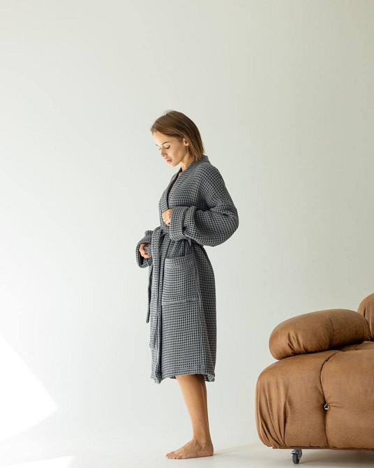 Жіночий халат з вафельної натуральної тканини Харків - фото 5