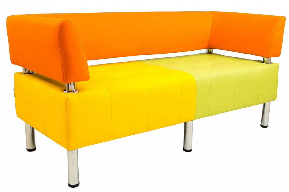 Диван Flay Office двойка со спинкой и подлокотниками 1550х650х750 Оранжево-зелено-желтый Киев - изображение 3