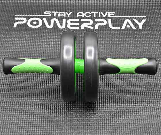 Ролик тренажер для преса гімнастичний подвійний PowerPlay 4327 Dual-Core Ab Wheel Київ