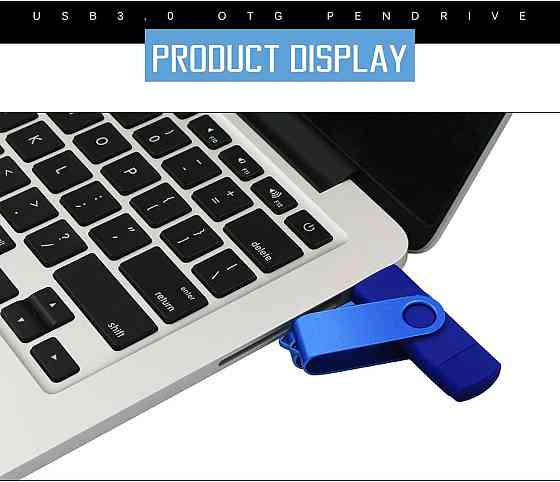 Флеш-накопичувач 717308976615 Синій 512GB USB 2.0 металевий поворотний корпус високошвидкісний для ПК/Android/зберігання файлів Київ