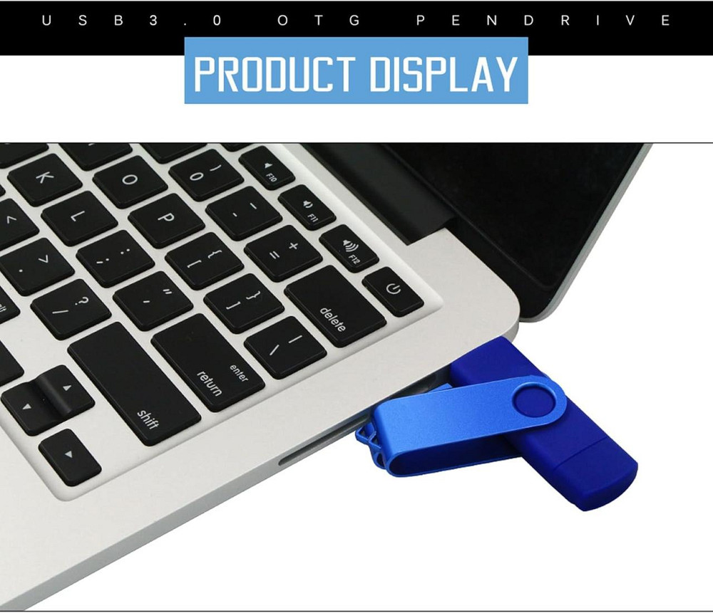 Флеш-накопичувач 717308976615 Синій 512GB USB 2.0 металевий поворотний корпус високошвидкісний для ПК/Android/зберігання файлів Київ - фото 4
