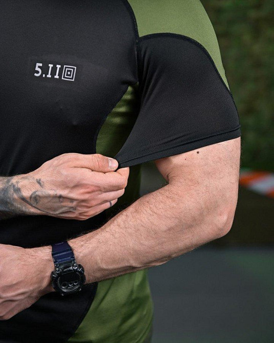 Тактическая футболка   5.11 black/oliva ПП7650 Одесса - изображение 4