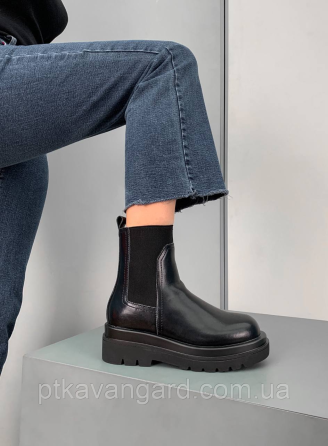 Ботинки женские челси из натуральной кожи черные демисезонные с застежкой размер 40 стелька 25 см Хмельницкий