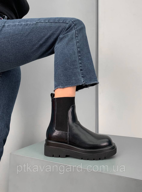 Ботинки женские челси из натуральной кожи черные демисезонные с застежкой размер 40 стелька 25 см Хмельницкий - изображение 2