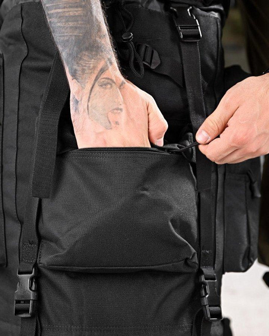 Тактический рюкзак с металлическим каркасом на 100 литров. Каркасный рюкзак. черный РП7469 Одесса - изображение 8