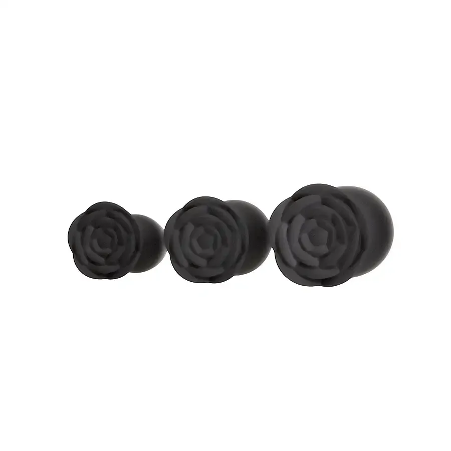 Набор силиконовых анальных пробок BMS Roses Til’ Dawn Silicone Anal Plug Kit Starter Kit Black Львов - изображение 3