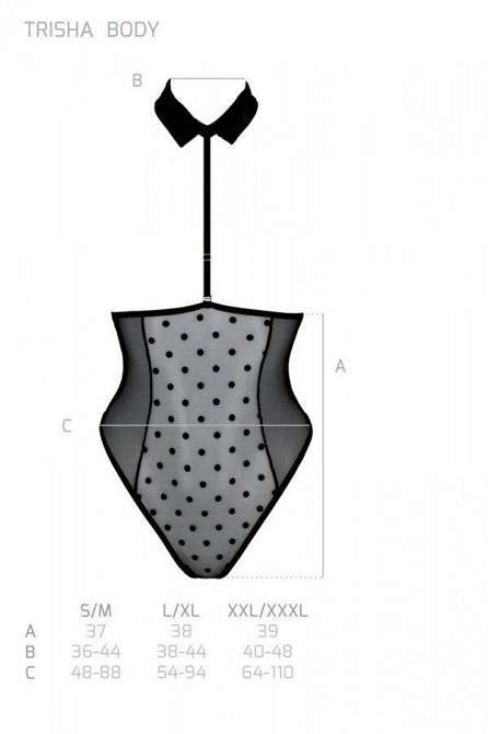 Эротическое боди Passion TRISHA BODY, XXL/XXXL, black, с открытыми чашками Sex Aura Киев - изображение 5