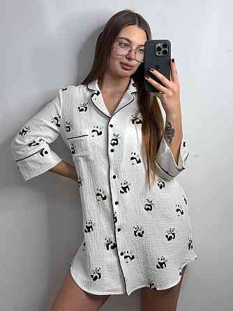 Жіноча муслінова нічна сорочка Панда XL-2XL Харків