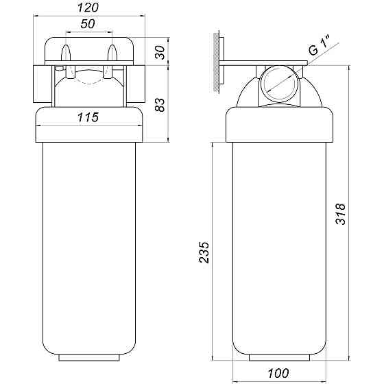 Фільтр-колба 2-х комп.+ Коробка, БЕЗ картриджа, OasisPro BSL2, 1″ Київ