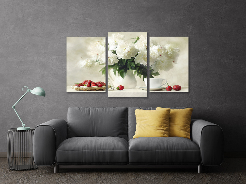 Модульная картина в гостиную / спальню Білі піони у вазі Art-695_3 70x130 см Киев - изображение 3