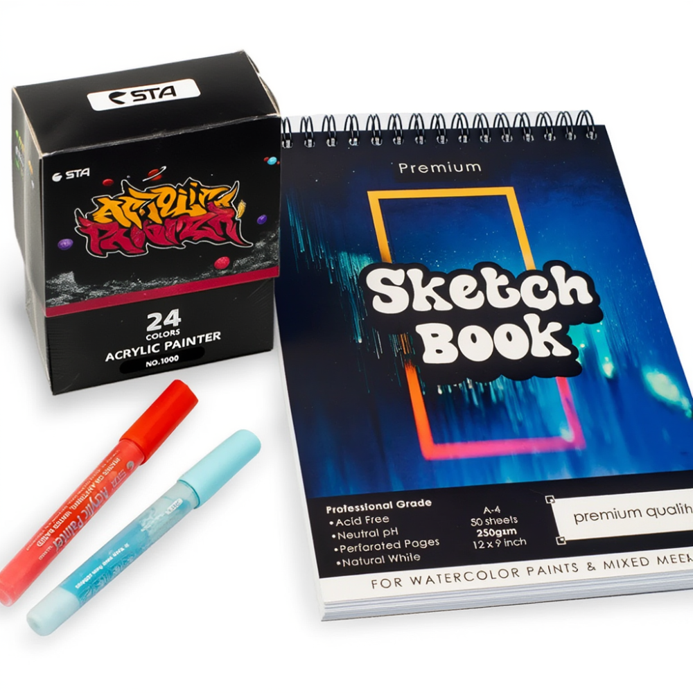 Комплект для рисования и творчества: маркеры акриловые STA 24 цвета акриловые + скетчбук для рисования на 50 листов А4 Каменец-Подольский - изображение 3