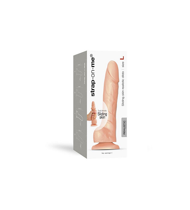 Реалістичний фалоімітатор Strap-On-Me Sliding Skin Realistic Dildo Vanille L, ефект рухливої шкіри Sex Aura Київ - фото 9