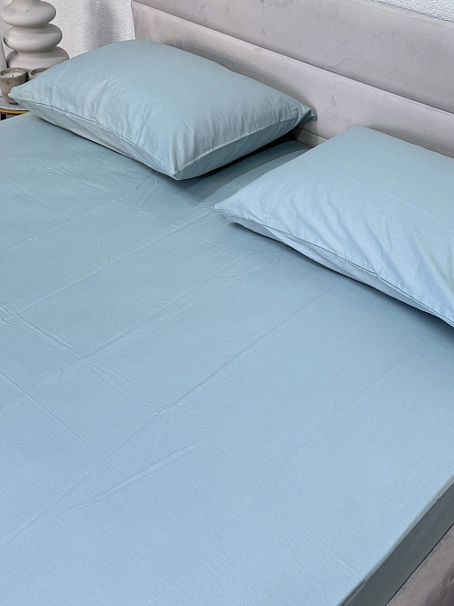 Ecotton Простирадло на резинці Ecotton 140х200 см із сатину (арт. 15-5205 Aqua Grey) светло-бла Коломия - фото 1