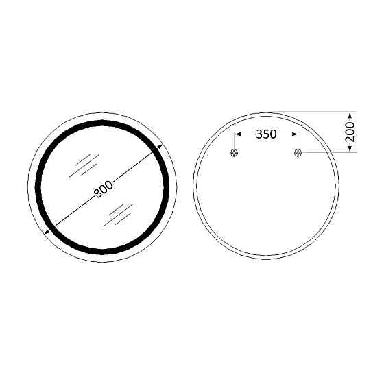 Дзеркало Lidz Aria R800 з LED-підсвіткою Touch, з антизапотіванням, з диммером, рег. яскравості LD78LR800 Київ