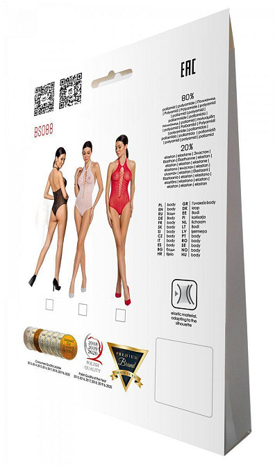 Бодістокінг з декольте Passion BS088 white, імітація корсетної шнурівки Sex Aura Київ - фото 8