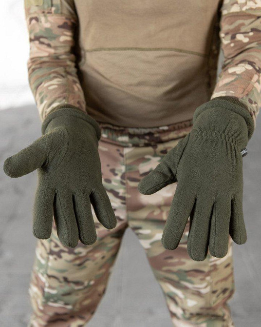 Перчатки тактичні чоловічі на флісі олива Одеса - фото 2
