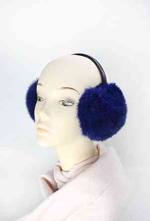 Наушники меховые женские из кролика Синий Харьков