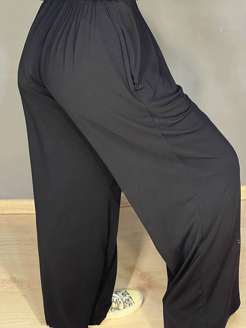 Брюки женские A-N 25060 палаццо на резинке с карманами тонкие свободные, черный, one size Киев - изображение 5
