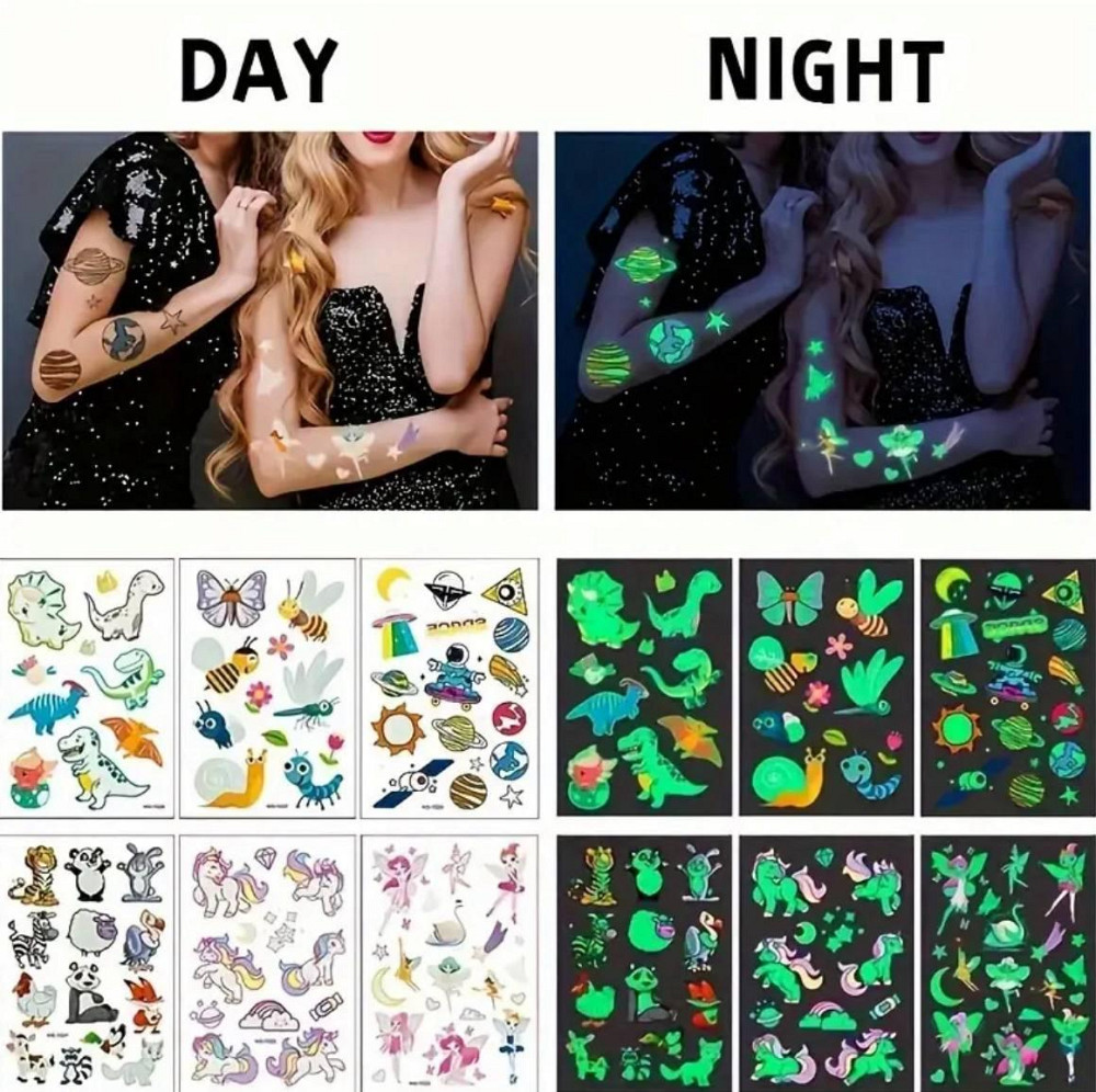 Тимчасові тату-наклейки для дітей, що світяться – 30 аркушів Київ - фото 4