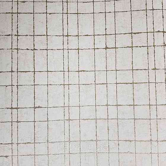 Шпалери флізелінові еко Rasch Kerala 0.53х10 геометрія смуги сітка сріблясті на молочному ефект старовини Київ