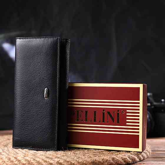 Класичний жіночий гаманець із натуральної шкіри CANPELLINI 21657 Чорний Київ