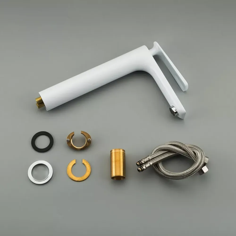 Смеситель для раковины высокий Frap F1052-56 белый/хром Киев - изображение 3