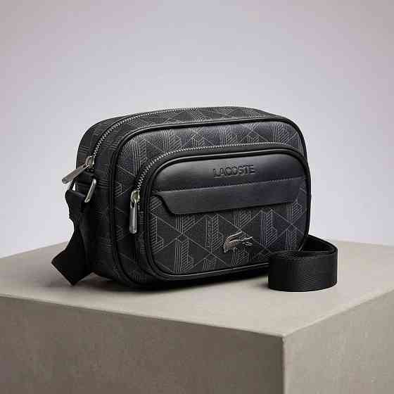 Чоловіча брендова сумка, борсетка на плече Лакоста, Lacoste (3651) black Київ