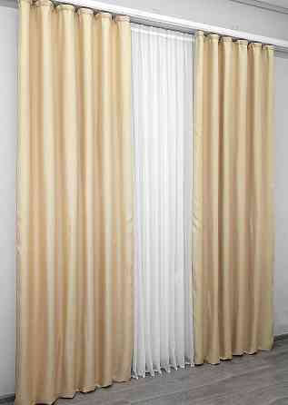 Комплект готових штор VR-Textil Льон-блекаут Льон Мішковина № 1162ш Бежевий 150х270см 2 шт (30-975) Київ