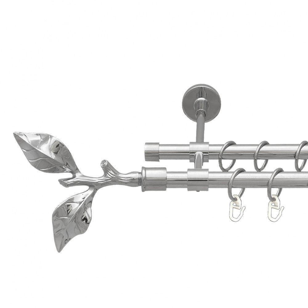 Карниз Orvit Листок Троянди металевий дворядний закритий гладка труба кільце металеве Хром 16\16 мм 160 см (7387936) Львів - фото 1