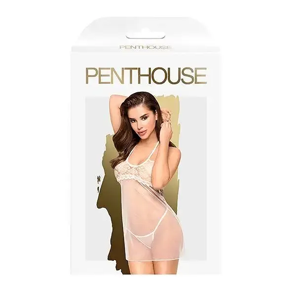 Приталена сорочка-сітка зі стрінгами Penthouse - All Yours White M/L Львов - изображение 3