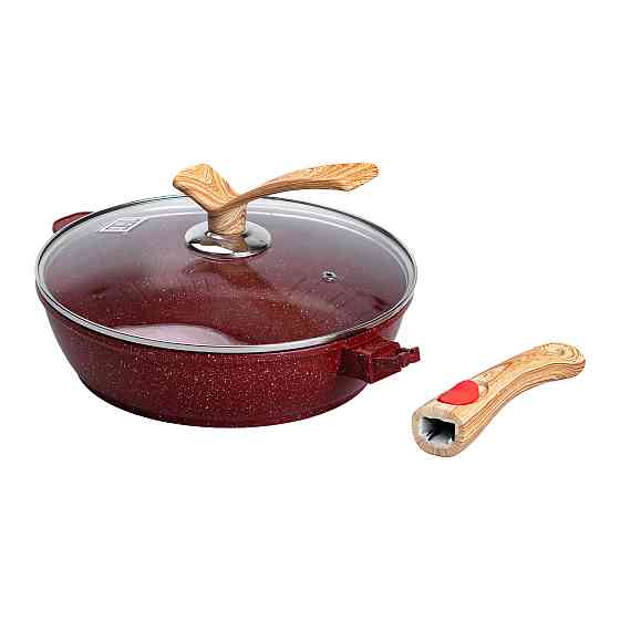 Алюмінієва глибока сковорода (2,8 л) зі скляною кришкою Ø 26 см Червоний MGC HP-4-464R Київ