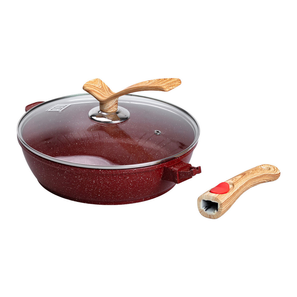 Алюминиевая глубокая сковорода (2,8 л) со стеклянной крышкой Ø 26 см Красный MGC HP-4-464R Киев - изображение 4
