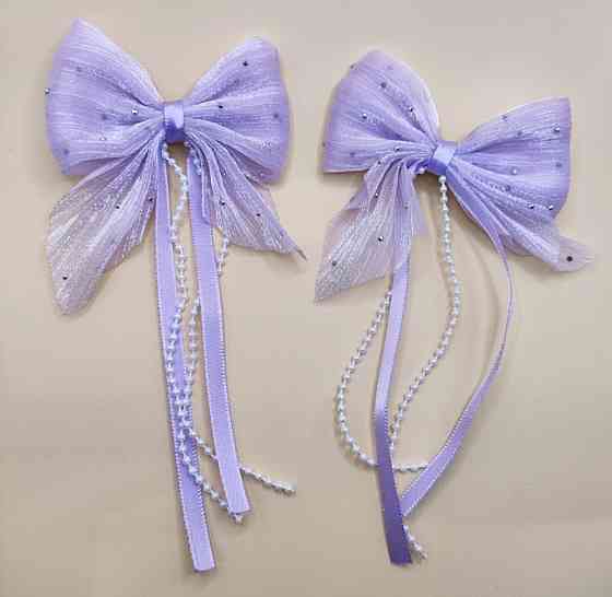 Комплект заколок "Бантики зі стрічками" 2 шт Фіолетовий Сміла