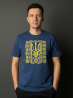 Чоловіча футболка вишиванка з великим тризубцем у синьому кольорі 5XL