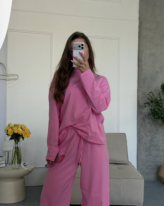 Жіночий стильний повсякденний костюм, двойка якісний турецький кулір Рожевий Одеса - фото 2