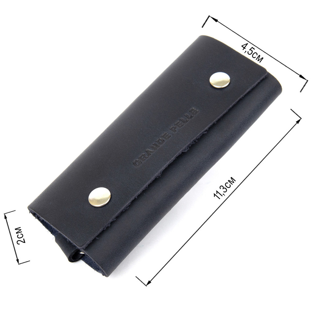 Ключница тубус кожаная на кнопках Grande Pelle 11343 Синяя Киев - изображение 3