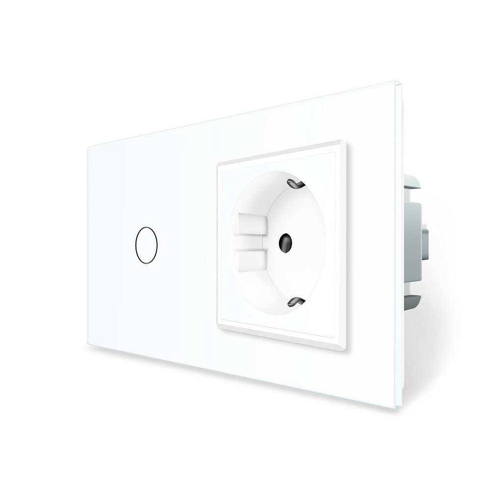 LIVOLO Розумний сенсорний EC вимикач 1 сенсор 1 розетка LIVOLO білий матове скло Коломия - фото 1
