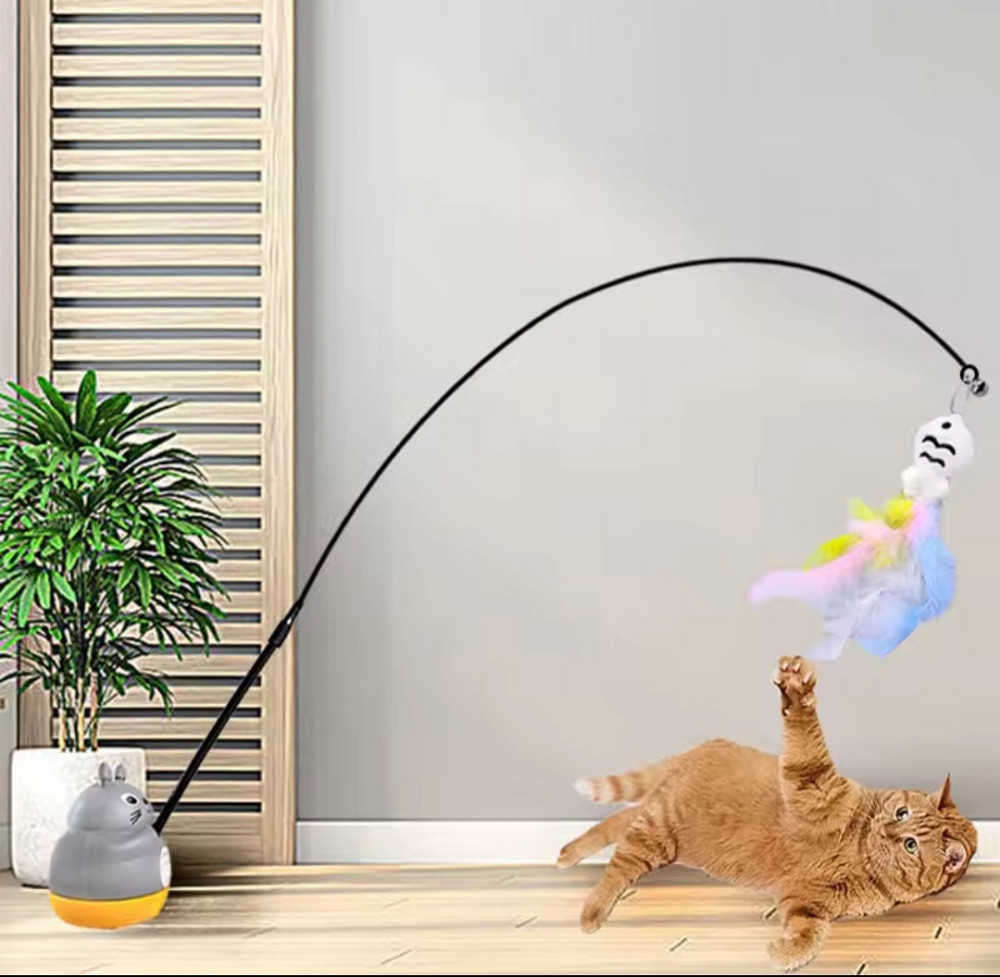 Интерактивная игрушка котик на палочке рыбка с колокольчиком 70 см разноцветный Київ - фото 8