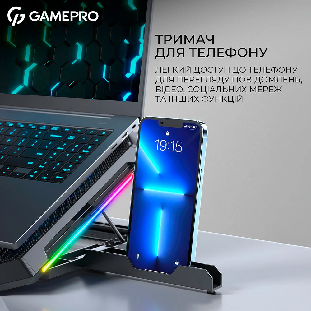 Охолоджуюча підставка для ноутбуку GamePro CP795 ( Чорний ) Харків - фото 12