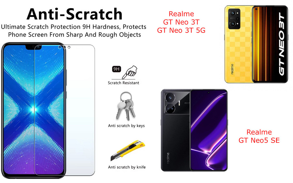 Защитное стекло NeoGlass для Realme GT Neo 3T, GT Neo 3T 5G, GT Neo5 SE – ультрапрозрачное и устойчивое Киев - изображение 1