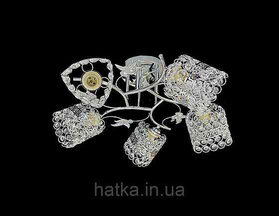 Люстра стельова на 5 плафонів VALESO 2407B/5 для вітальні та великої кімнати хром Київ