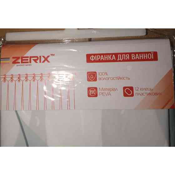 Шторка-фиранка для ванной Zerix SCP-008-180x200 из PEVA (полиэтиленвинилацетата) удлиненная (Узор 