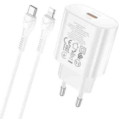 Зарядное устройство HOCO N22 Jetta USB-C PD25W + cable USB-C to Lightning White (6931474760074) Винница